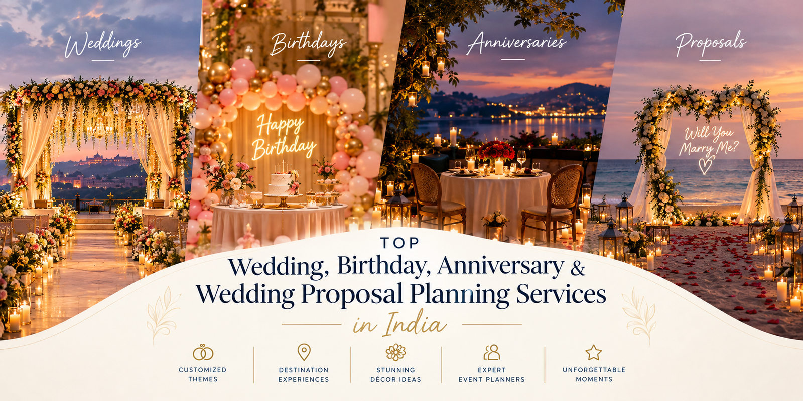 Top Wedding, Birthday, Anniversary & Wedding Proposal Planning Services in India