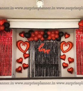 Luxury Red and Black Valentines Love Backdrop Decoration