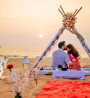 Beach Picnics In Goa With marry Me Neon Light Proposal Setup 
