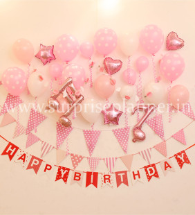 Pink-Purple-Silver Balloon Decoration