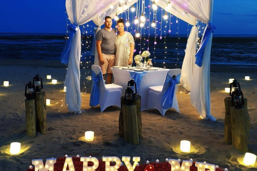 The Beach Proposal with Marry Me Letters
