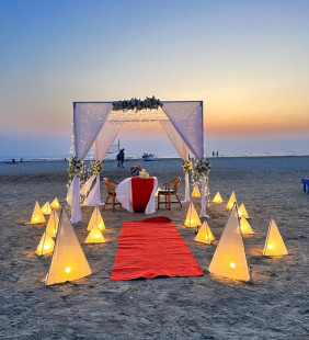 Floral Cabana Candlelight Dinner At Beach In Goa