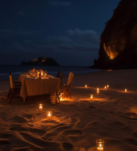 Romantic Candlelight Dinner At Beach In Goa