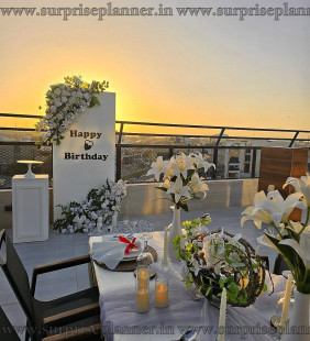 Elegant Rooftop Birthday Dinner Setup
