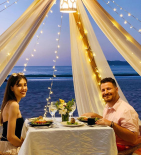 Cabana Setup With Marry Me Letter in Goa