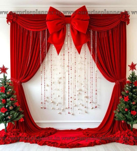 Grand Red Bow Christmas Backdrop Decoration