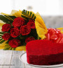 Red Rose Bouquet & Cake Combo