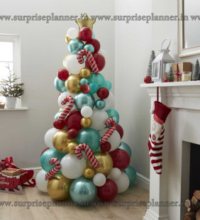 Christmas Candy Cane Balloon Tree Decoration